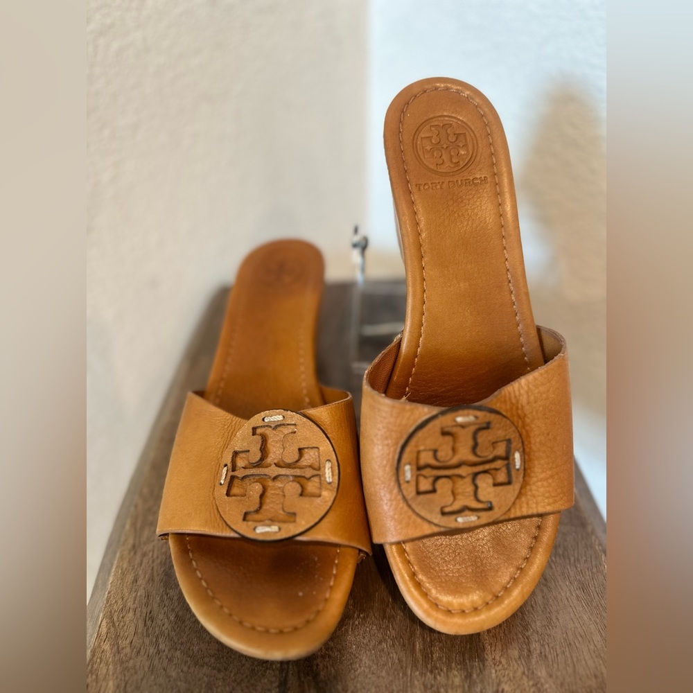 TORY BURCH Patti Leather Wedge Slide Sandal Women’s size US81/2 EUR39